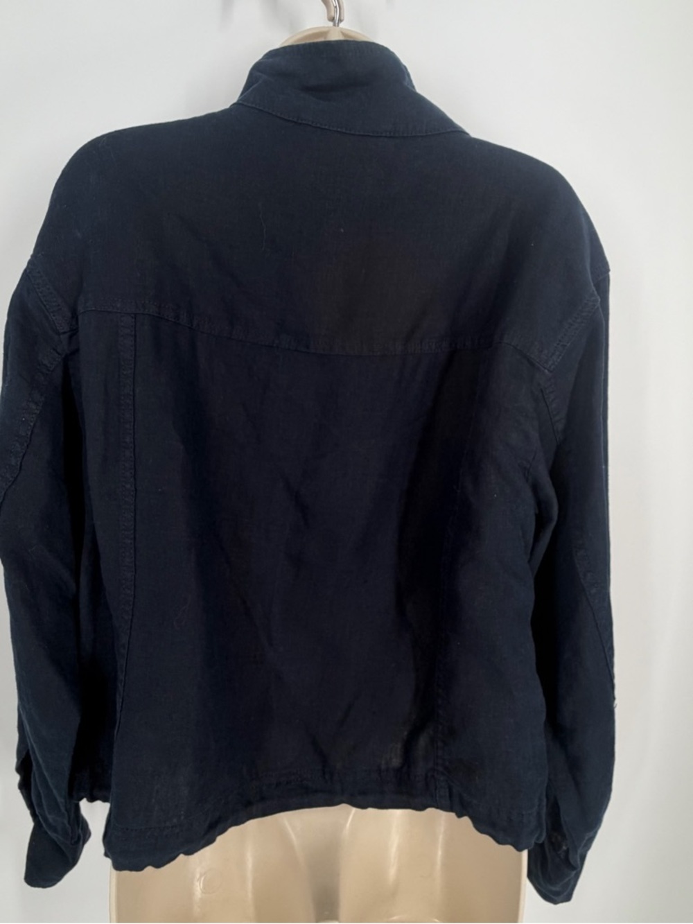 Talbots 100% Linen Utility Jacket Navy M Coastal Breathable Nautical Old Money - Picture 5 of 10